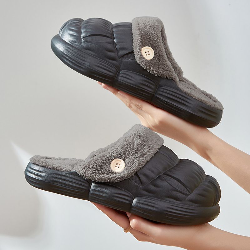 Nuove pantofole di cotone staccabili da donna, calde e impermeabili, per coppie, con suola spessa e sensazione di cacca in autunno._voghion.com