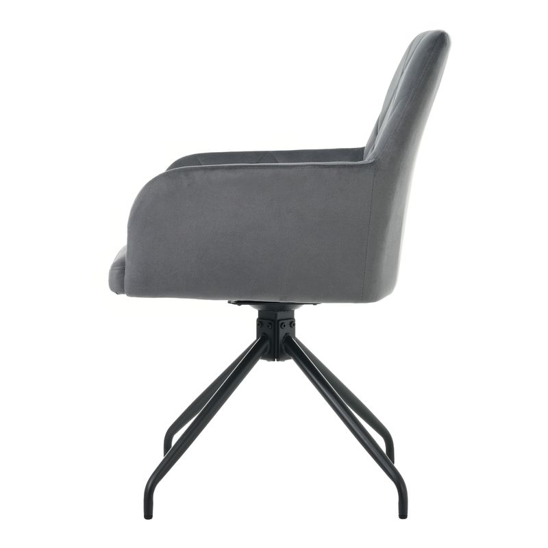6er Set Drehbare Esszimmerstühle Mit Rautenmuster, Samt Anthrazit_voghion.com