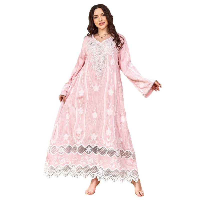 Fashionable New Muslim Robe Women's Long Embroidered Elegant Pendant Dubai Party Evening Dress_voghion.com