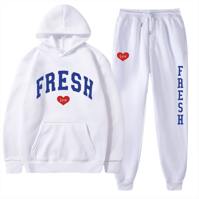 mode bedrukte herfst en winter fleece warme hoodie, casual sport dames set_voghion.com