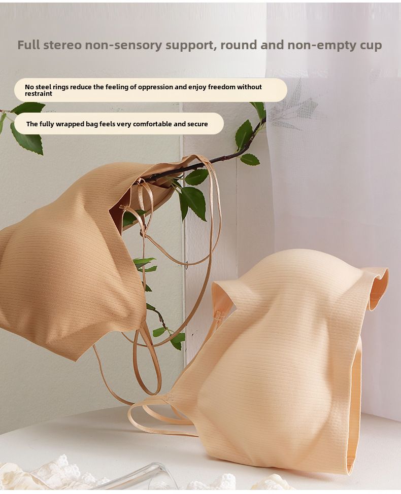 Wireless underwear women's seamless back soft support push-up with chest pad breathable breast-collecting anti-sagging bra_voghion.com