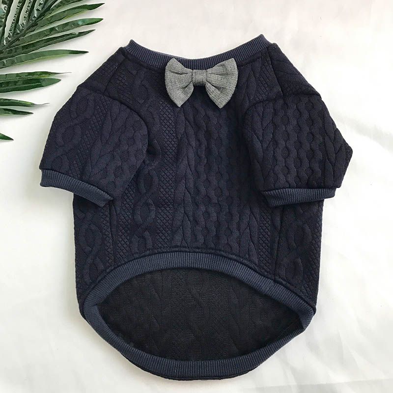 Fashionable Clothes, Solid Color Sweater With Bow For Small And Medium Pets, French Bulldog, Mop Dog Clothes By PawParty Store_voghion.com