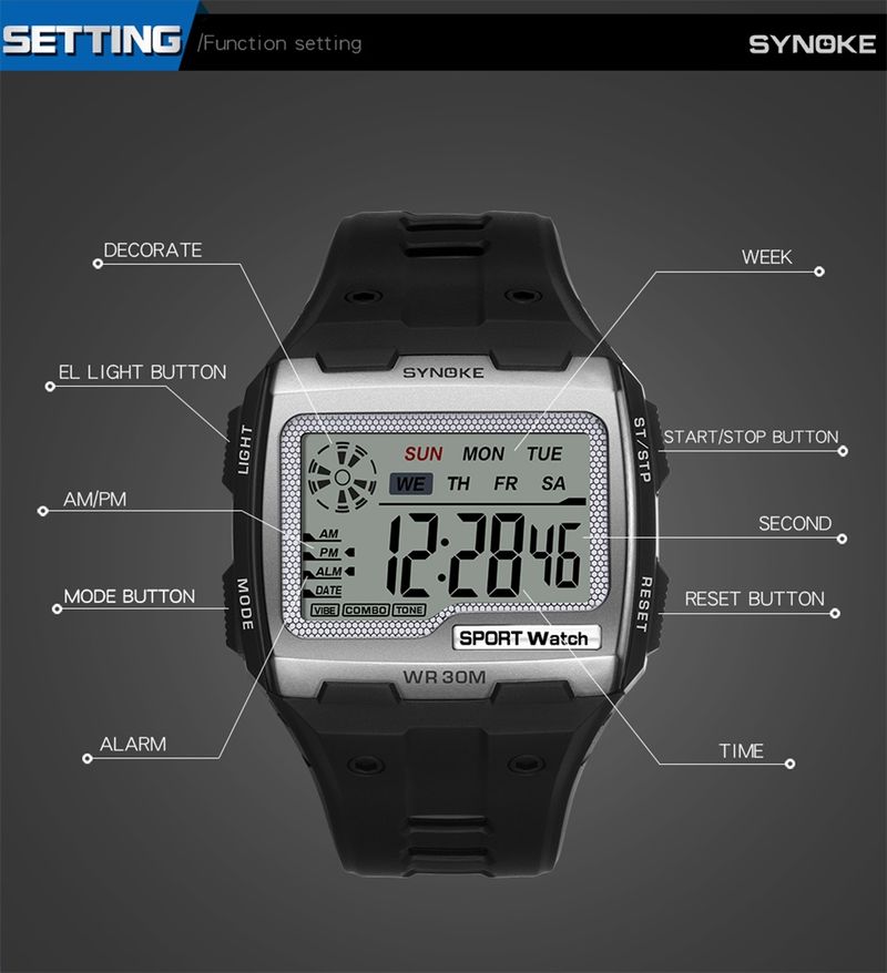 Orologio sportivo da uomo, militare, quadrato, digitale, orologio elettronico da uomo, LED, allarme, orologio da polso impermeabile, Dropshipping, nuovo_voghion.com