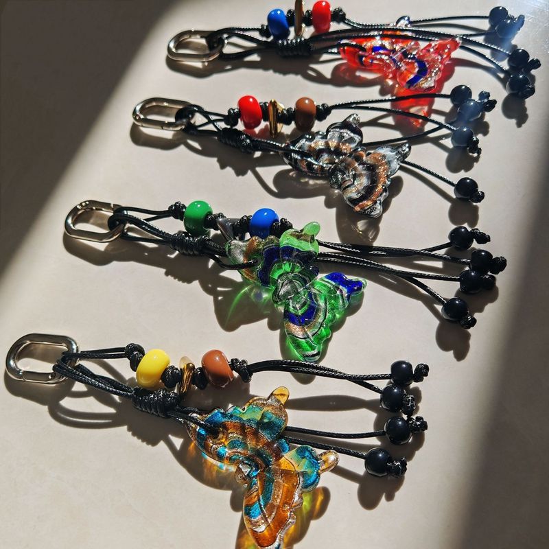 Ciondolo per borsa a forma di farfalla, portachiavi con nappa alla moda, ciondolo per borsa in corda intrecciata con perline di vetro_voghion.com