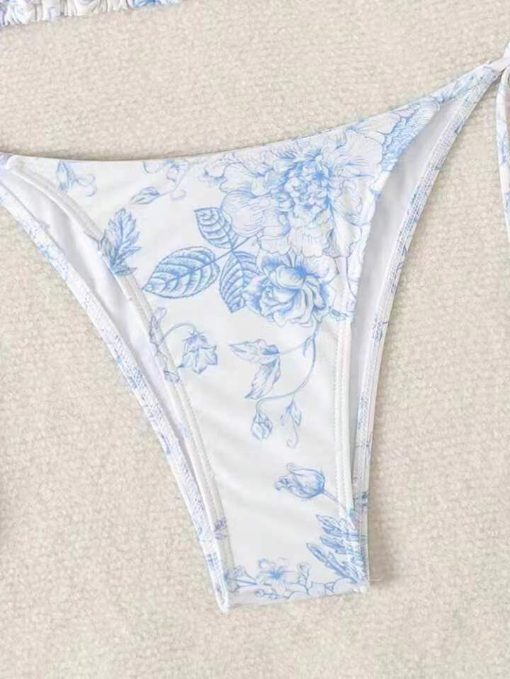 Bikini multicolore con scollo all'americana e stampa a inchiostro sexy da donna_voghion.com