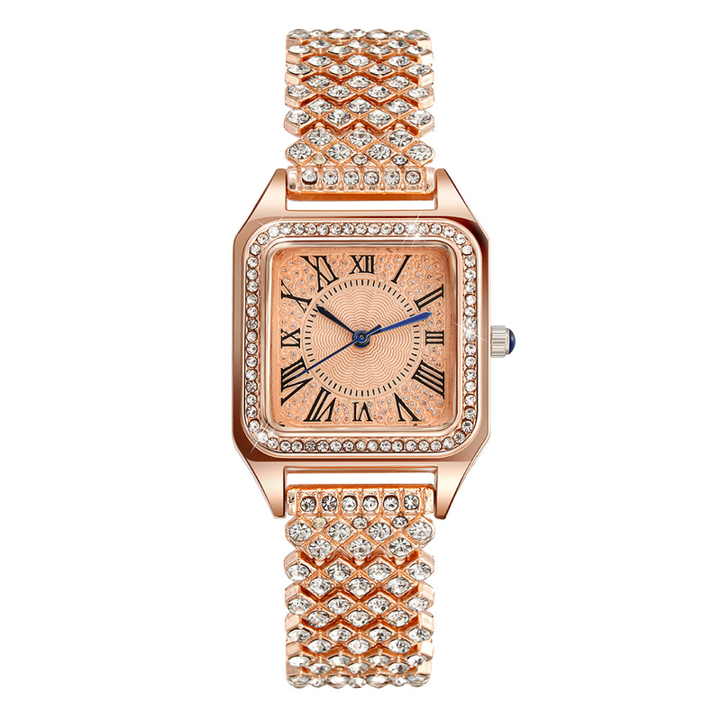 2024 High-End-Mode-Armbanduhr mit Stahlband und eingelegtem Volldiamant und römischem Muster mit Strasssteinen für Damen_voghion.com