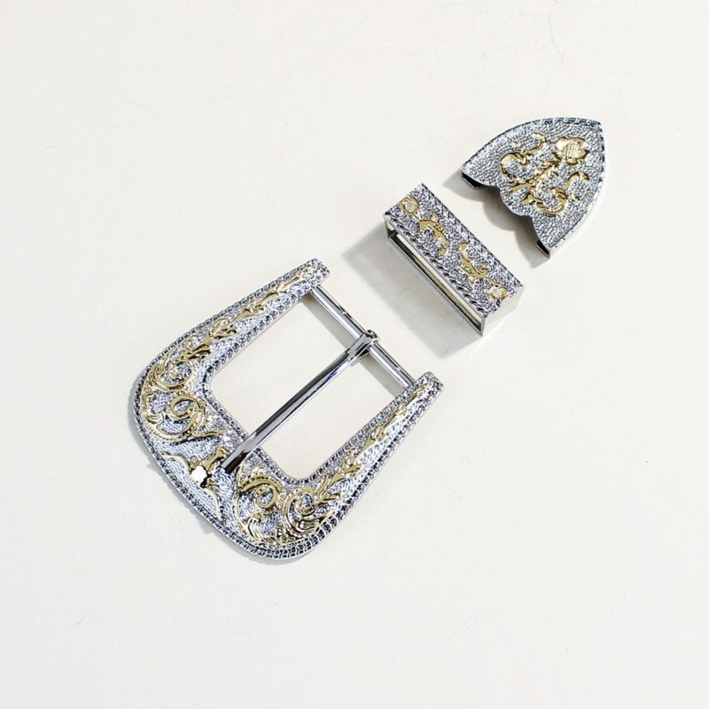 Juego de hebillas de metal estilo bohemio para cinturón: 3 piezas de cierres de aleación con cabeza de toro para cinturones unisex._voghion.com