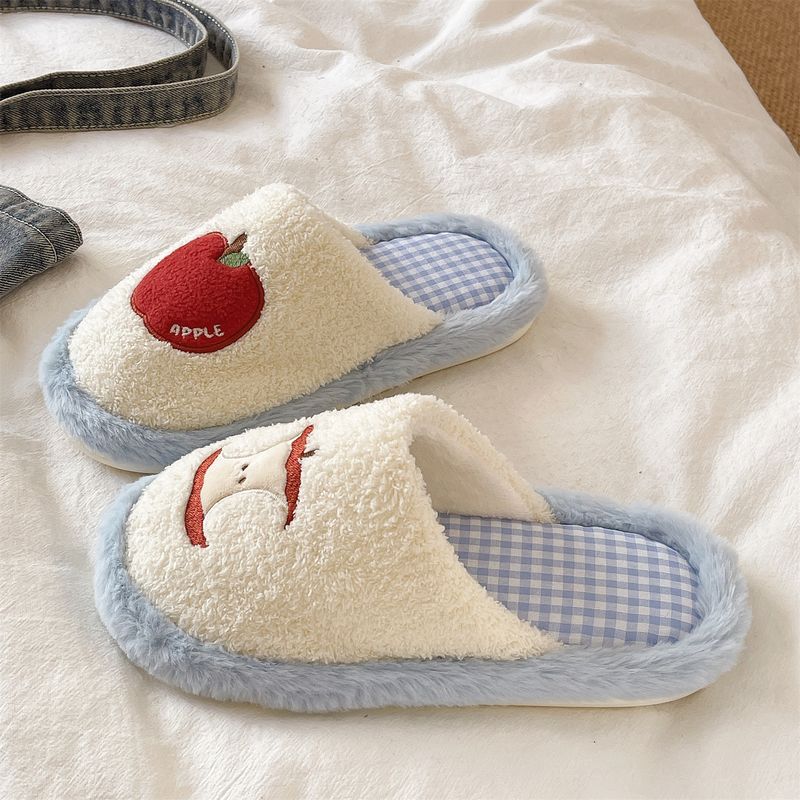Zees Cartoon Cotton, Sapatos de maternidade quentes de pelúcia arco-íris para uso interno no outono e inverno, pantufas de casal com forro de lã para_voghion.com