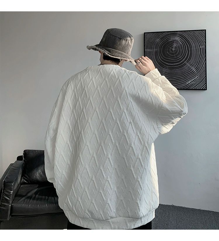 Herren-Sweatshirt mit besticktem Jacquard-Muster, langärmelig, lässig, Pullover-T-Shirt für Frühlings- und Herbstmodetrends_voghion.com