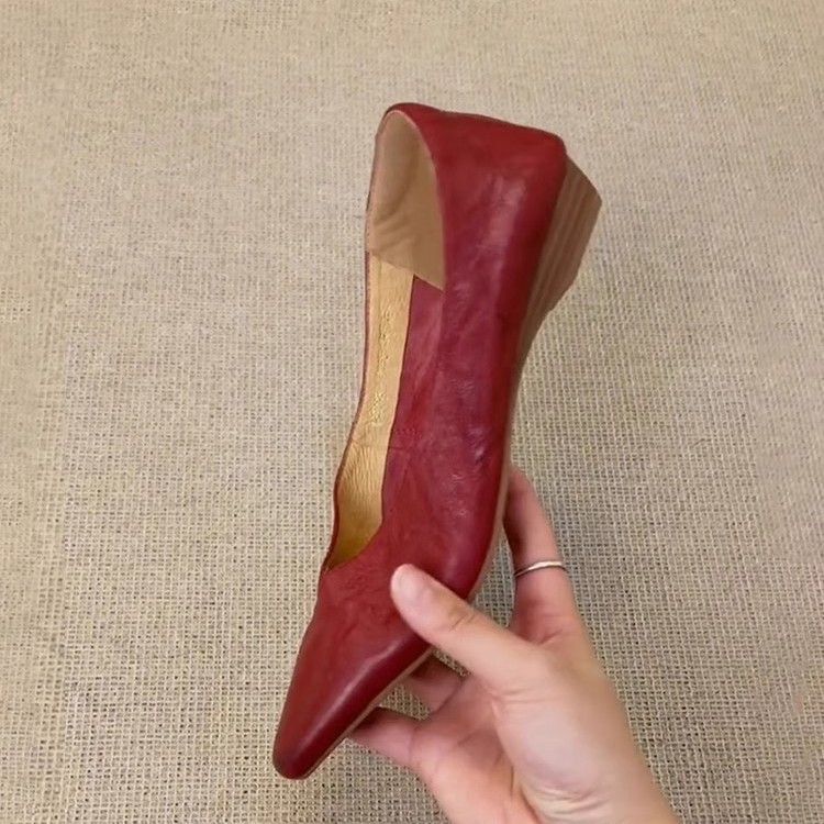 Schaffell-Version ~ Ultraweiche Slipper aus echtem Leder für Damen, V-Ausschnitt, flach, zum Pendeln, schlicht, elegant, flache Schuhe_voghion.com