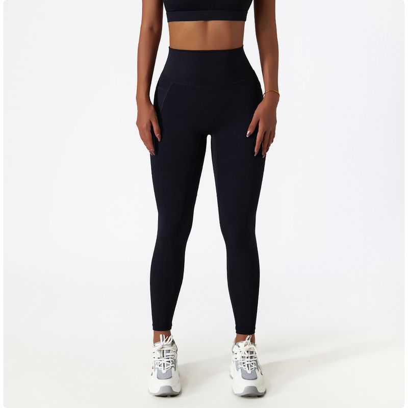 Vêtements pour femmes Pantalon de yoga respirant taille haute pour levage des hanches Portez un pantalon de sport serré avec poche, un pantalon de fitness à séchage rapide_voghion.com