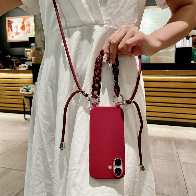 Luxury Lanyard Rope Strap Crossbody Case For IPhone 16 14 12 11 13 15 Pro Mini X XS XR Max Plus Acrylic Chain Silicone Cover_voghion.com