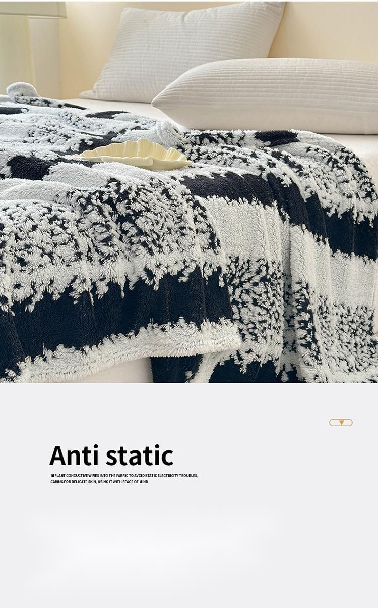Coperta in velluto caldo per divano, ufficio, pisolino e notte, stile 2025, in jacquard cationico con fiocco di neve a righe_voghion.com