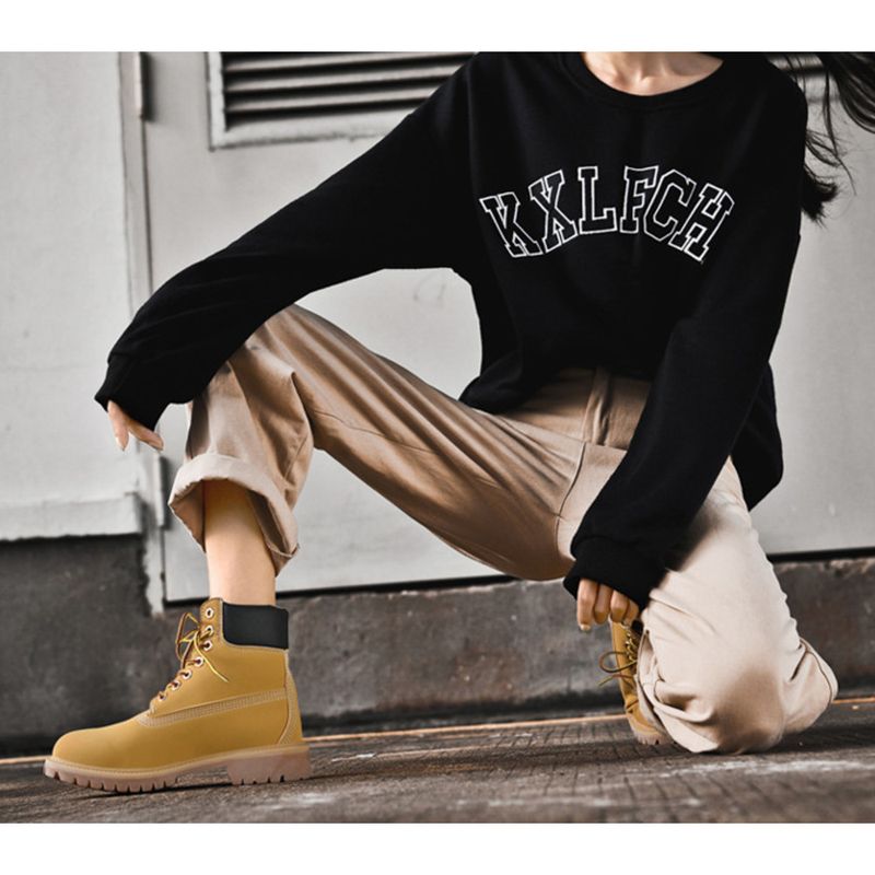 New Fall Outdoor Trend Retro Workwear Hiking Plus-size Mid-top Brown Pigskin Martens For Men_voghion.com