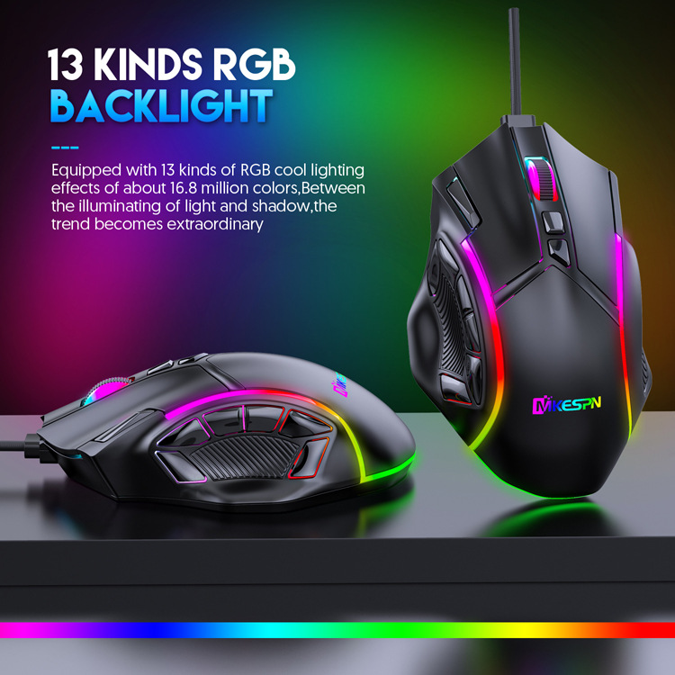 12800DPI Fre Makro RGB Gaming Maus 12 Programmierbare Tasten Spiel Maus RGB Licht Max Bis 6 Ebenen Für PC mac Gun PUBG Laptop_voghion.com
