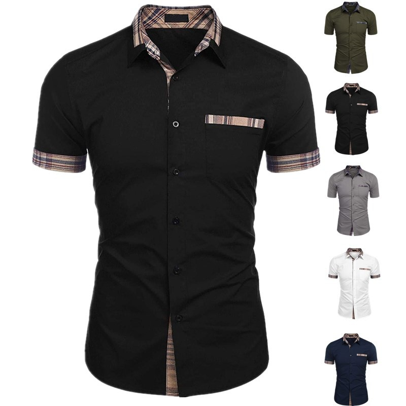 Abbigliamento da uomo, camicie casual alla moda a maniche corte a quadri_voghion.com