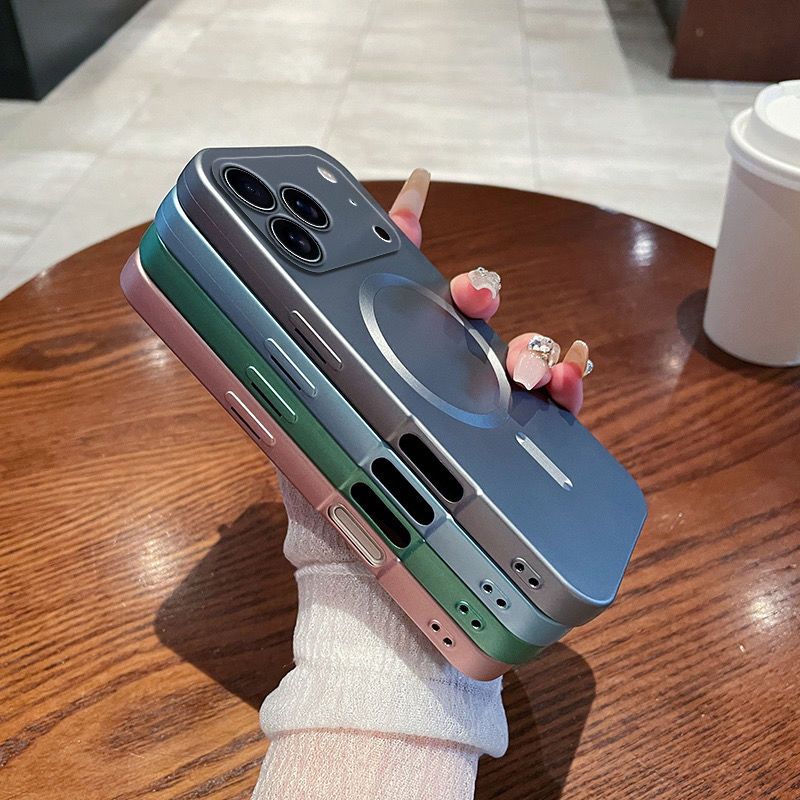 Mobiele telefoonhoesje voor Apple 17 16 15 14 13 12 ProMax Ultradun mat voor iPhone 16/17Pro Magnetisch draadloos opladen 15 Mat Anti-val_voghion.com