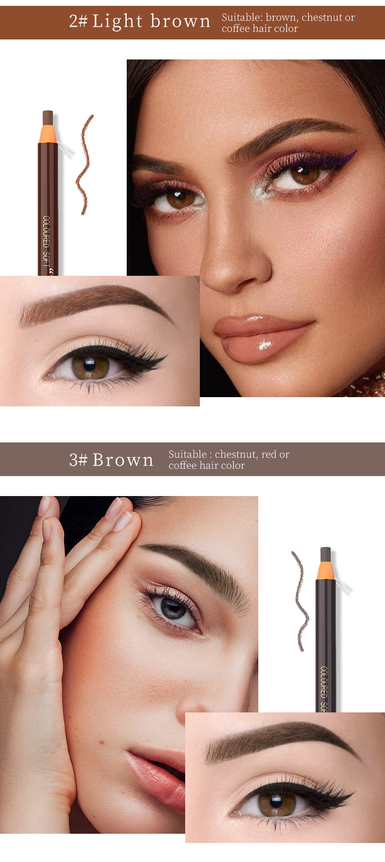 Makeup 1818 szemöldökceruza vízálló és izzadságálló, fakulásmentes tartású, stúdió sminkeseknek kezdőknek._voghion.com