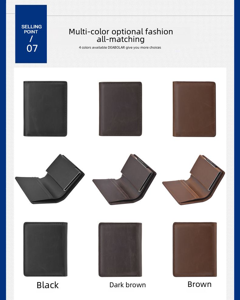 Nova moška kratka denarnica, avtomatsko odpiranje, aluminijasta zlitina, etui za kartice, proti kraji, krtača, protimagnetni etui za kartice_voghion.com