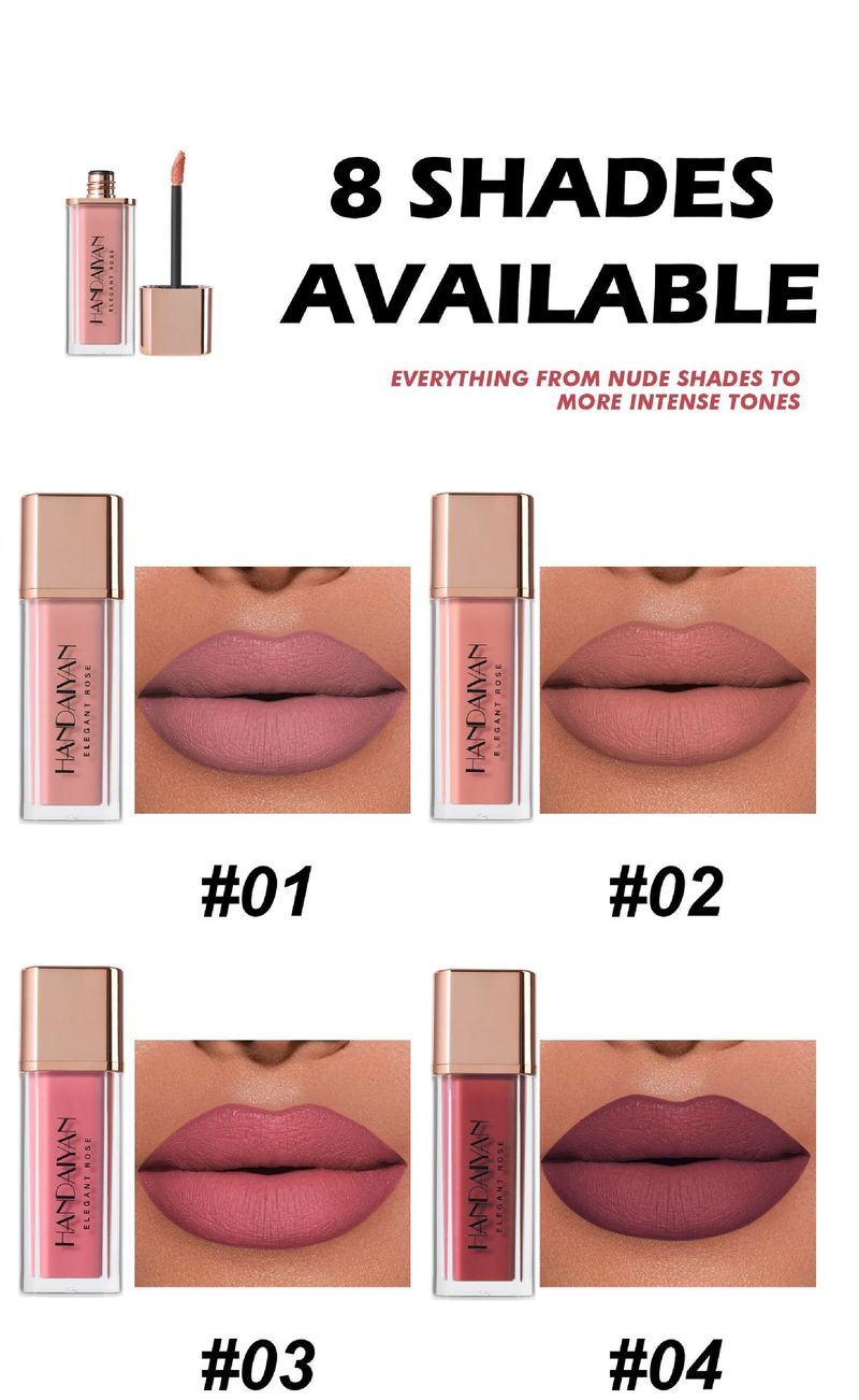 HANDAIYAN 8 - Color Quick - Drying Lip Gloss, Non - Stick Cup, Long - Lasting Matte Lipstick_voghion.com