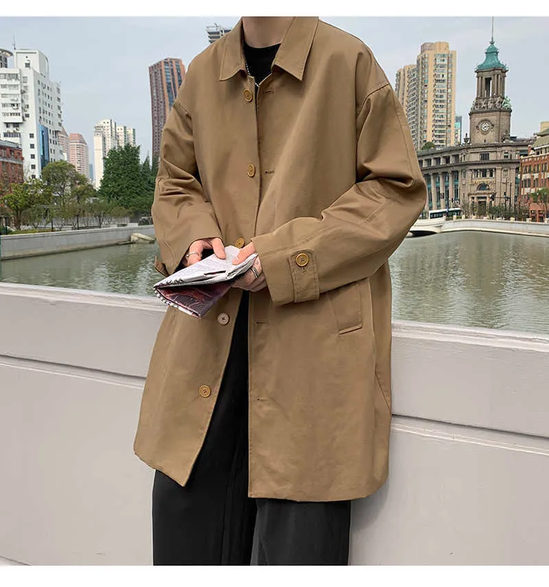 Herrenmäntel Herbst Baumwolle Trench Mode Lässig Übergroße Lange Mantel Männer Streetwear Koreanische Lose Windjacke Herren_voghion.com
