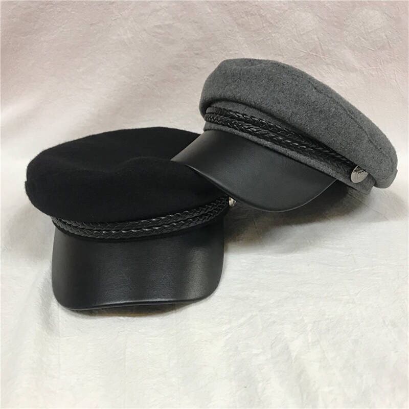 Hot Sale Fashion Military Spring Versatile Sailor Hats Black Ladies Beret Caps Flat Top Captain Cap Travel Cadet Octagonal Hat_voghion.com