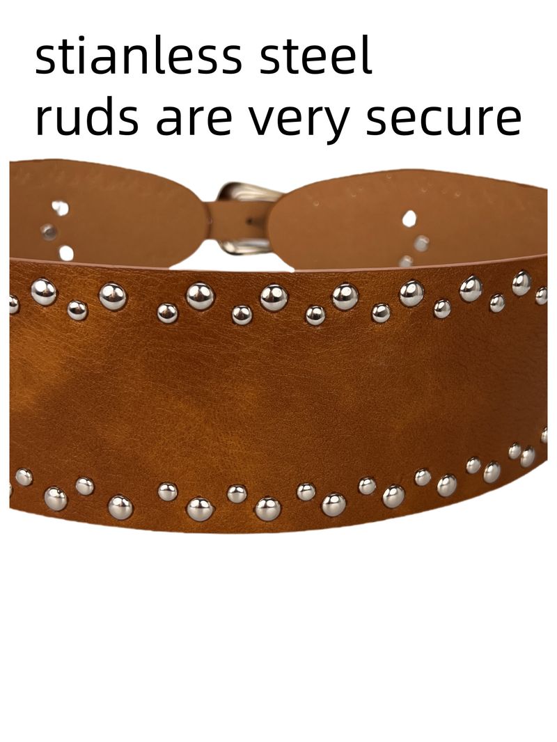 Y2K brede tailleriem met luipaardprint en studs voor dames - vintage stijl PU leren jurkriem met legering gesp, zebra/zwart/bruin opties_voghion.com