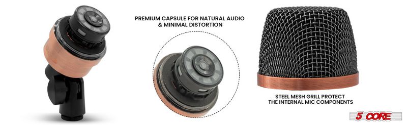 Tom Mic Wired Cardioid Bass Drum Microphone Kit High SPL Instrument Microfono w XLR Connection- 5 Core Tom XP COPPEREX_voghion.com