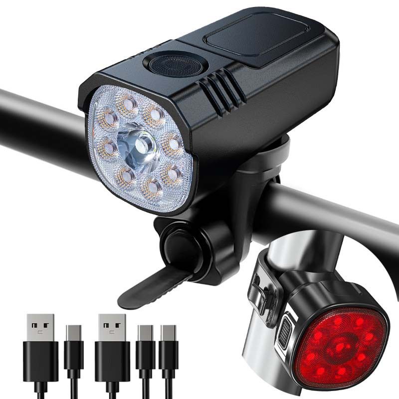 Bicicletta ricaricabile in lega di alluminio per pedalate notturne all'aperto, alta luminosità, lunga durata, strada e montagna bicolore._voghion.com