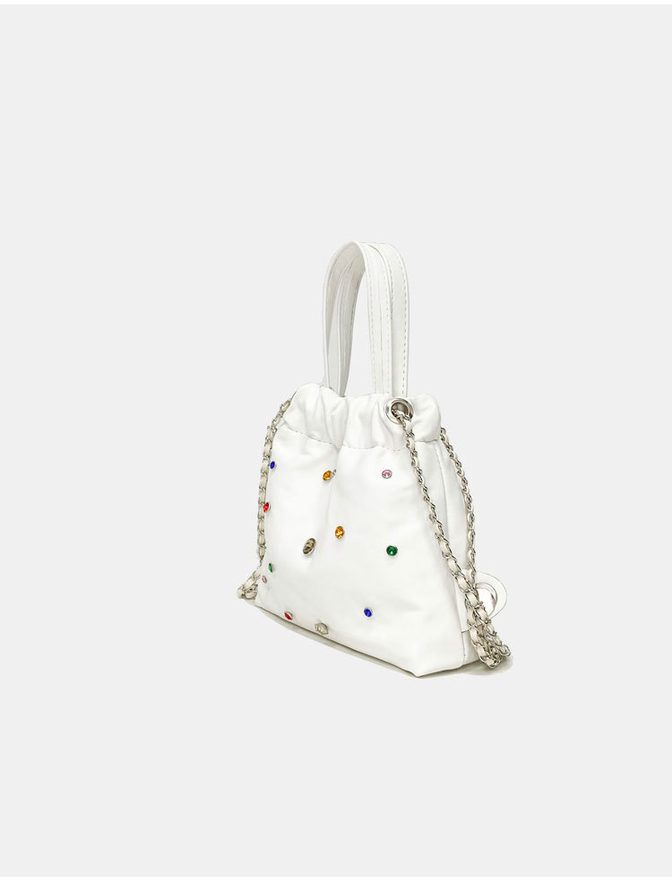 Korean version of niche design silver gem backpack women's 2023 new chain all-match large-capacity class backpack_voghion.com