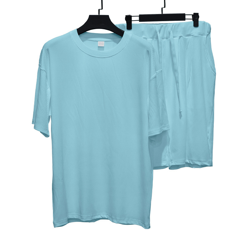 men's clothing summer men's clothing ice silk cool loose short-sleeved T-shirt shorts casual sports suit men_voghion.com