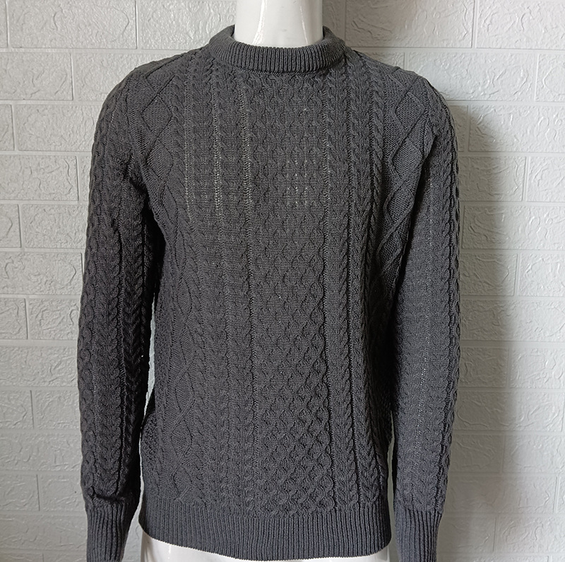 Maglione da uomo, maglione a trecce lavorato a maglia sottile, autunno e inverno_voghion.com