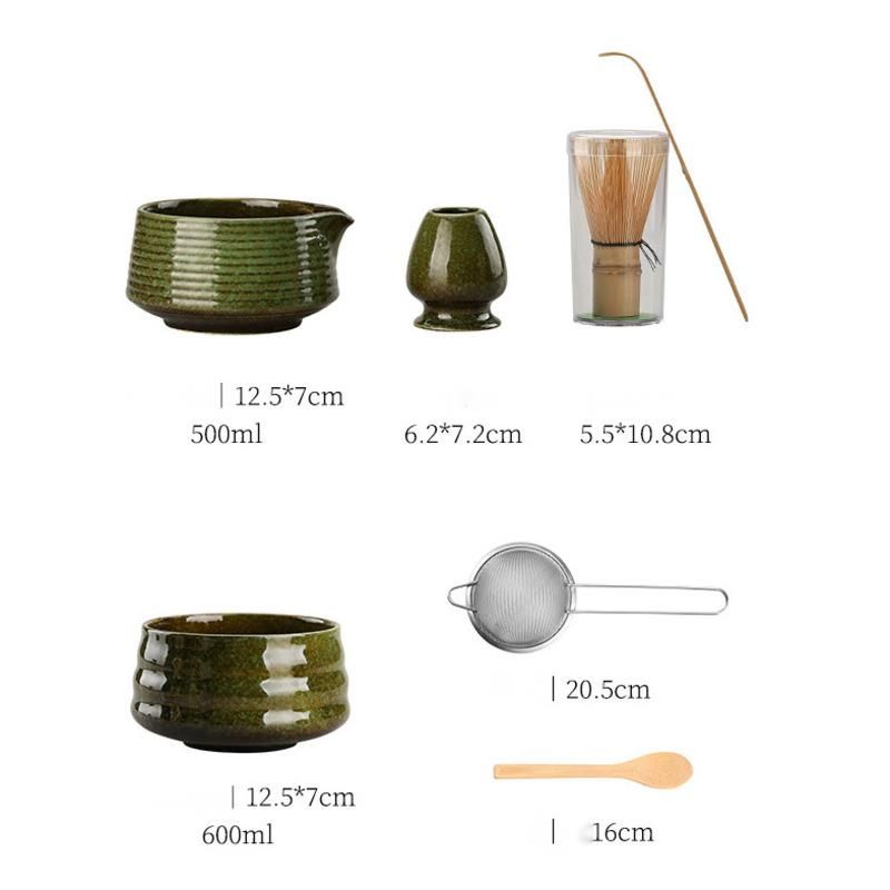 Ceramic Japanese Matcha Set With Bamboo Whisk, Hundred Books Stand, Song Dynasty Tea Ceremony Gift Box_voghion.com