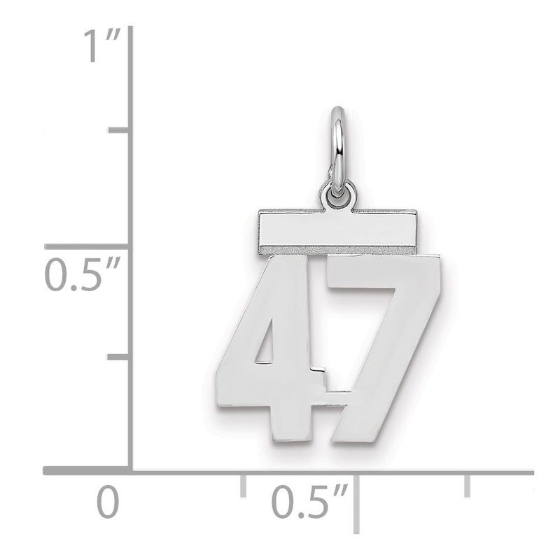 Sterling Silver/Rhodium-plated Polished Number 47 Charm_voghion.com