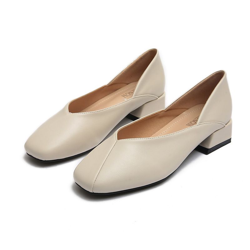 189-5 Huidong Yixin Da Chunky Heel Square Toe Single für Damen Britischer Stil Weiche Sohle Slip-On Loafers Trendy Damen_voghion.com