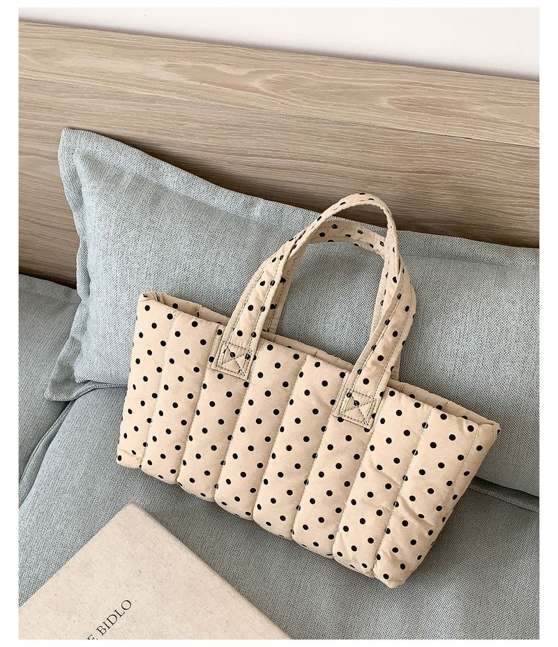 Borsa a tracolla a pois rossi, grande capacità, design con cuciture, borsa da donna, nuova 2025_voghion.com