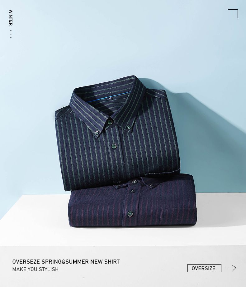 Abbigliamento da uomo taglie forti taglie forti casual camicia a righe da uomo business ampia taglie forti camicia a righe in velluto a coste a maniche lunghe_voghion.com