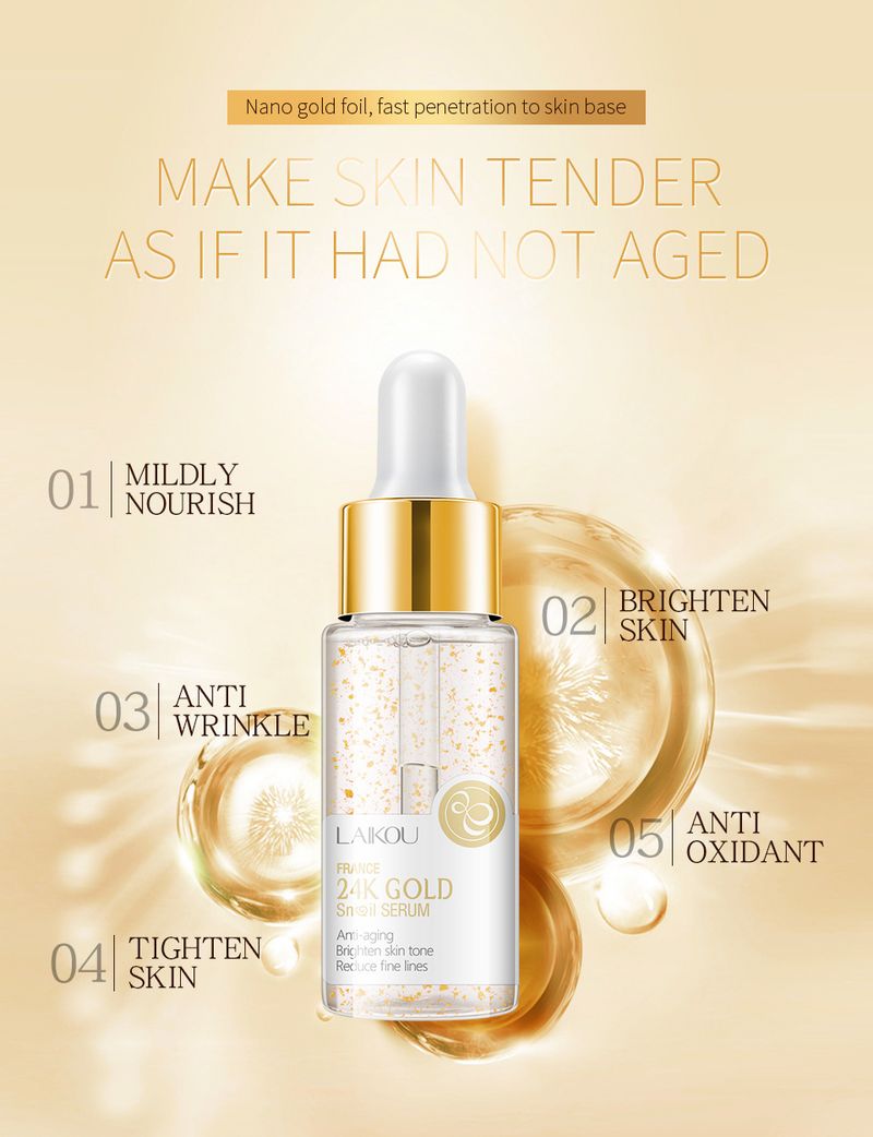 Siero Laike Gold Foil Snail Essence 17ml Prodotti idratanti per la cura della pelle Confezione inglese_voghion.com