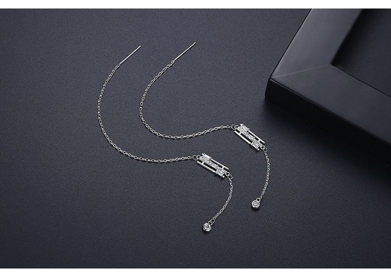 Eleganti orecchini pendenti con nappe e pietre di zircone, design geometrico, graziosi orecchini a catena lunga per donna, orecchini lunghi semplici e alla moda_voghion.com