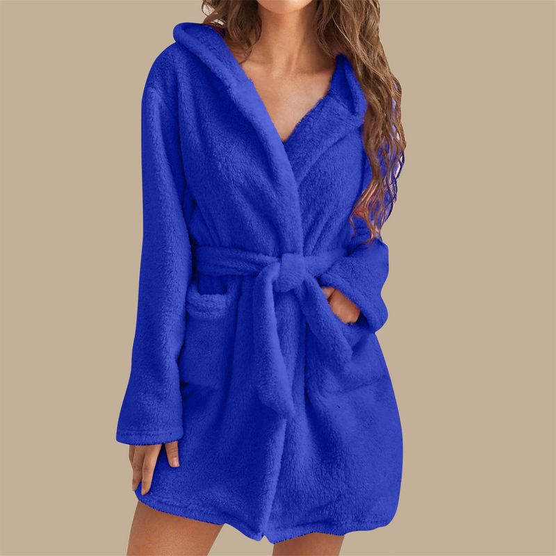 Men's autumn and winter warm bathrobe hooded home clothes plush pajamas robe_voghion.com