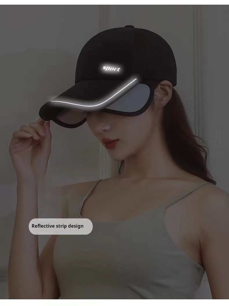 Spring Reflective Printed Summer Outdoor Retractable Large Eave Net Hat, Male And Female Sunshade Pull-out Edge Fishing_voghion.com