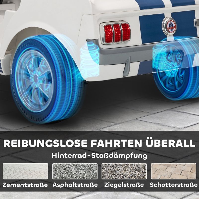 Kinder Elektroauto 12V, Con 2,4 GHz Fernbedienung, 2 Motoren, Hupe, LED, Musik, Weiß_voghion.com