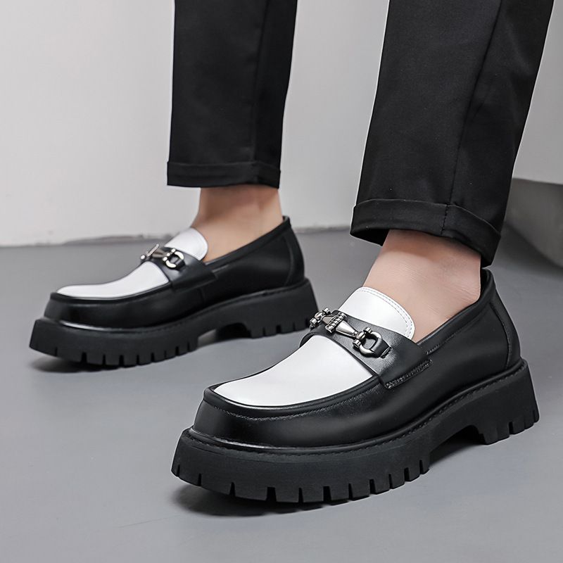 Euro Step 2025 Neue Herren-Loafer mit dicker Sohle und größerer Höhe, großes Lackleder, glänzend, lässig, mit Blockabsatz, Friseur-Trend_voghion.com