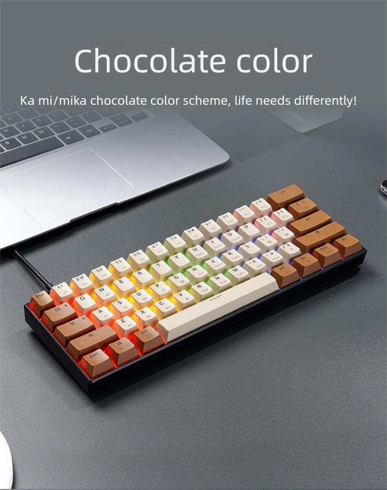 Mechanische Tastatur 61 Tasten Kleine Tee Rot Achse Mini Tragbare Computer Notebook Home Typing Büro Leuchtende_voghion.com