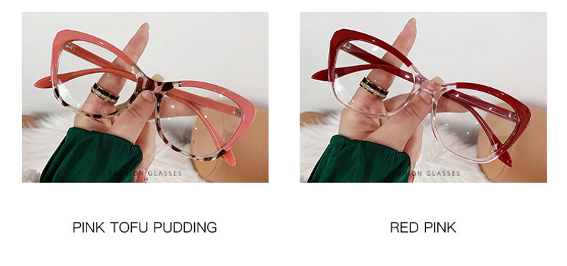 Lunettes unisexes à la mode, anti-bleues, à changement de couleur, verres plats œil de chat avec monture amincissante_voghion.com