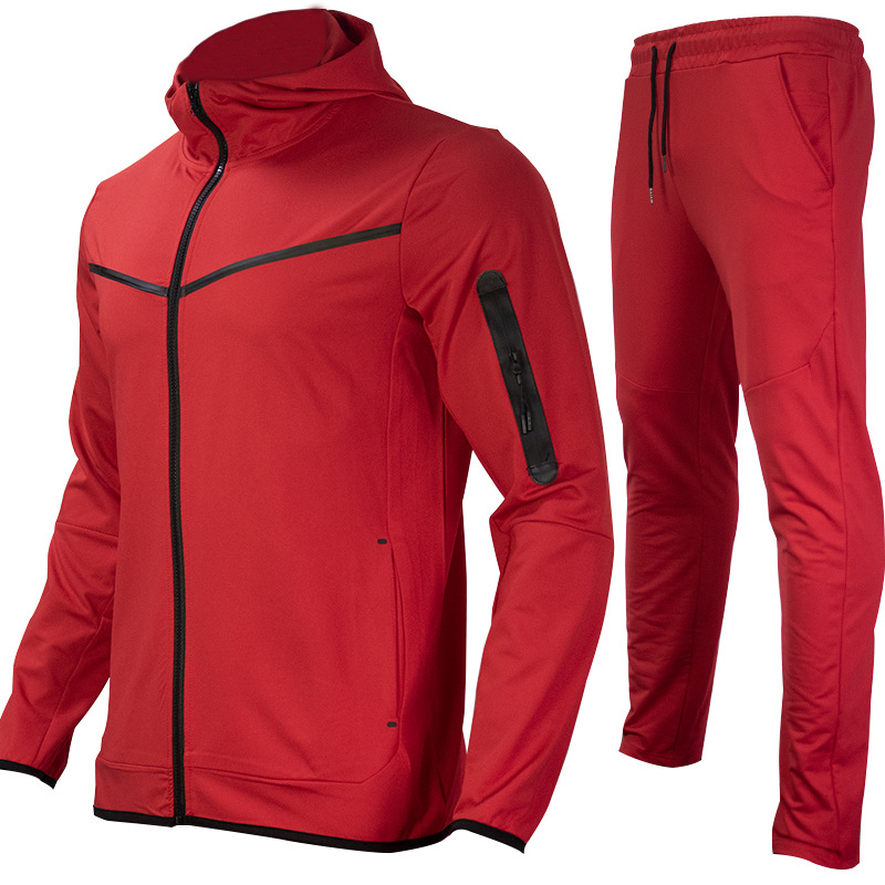 Herren-Sportbekleidungsset mit Kapuze und kontrastfarbenem Design – lässige Jacke mit Reißverschluss und Jogginghose zum Laufen, fürs Fitnessstudio und für die Straßenkleidung_voghion.com