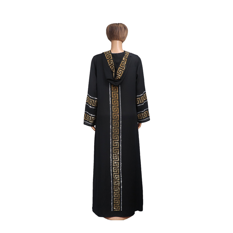 Dammekleedung ethnesch Kleeder grouss Schaukelkleid Moslem Stil Kleed fashionable Diamant mat Hut_voghion.com