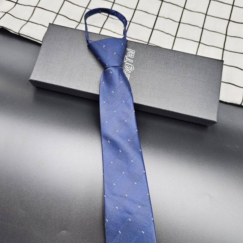 Cravatta da lavoro blu navy senza nodo con cerniera per uomo, 8 cm, da donna, per matrimoni formali, esibizioni corali_voghion.com