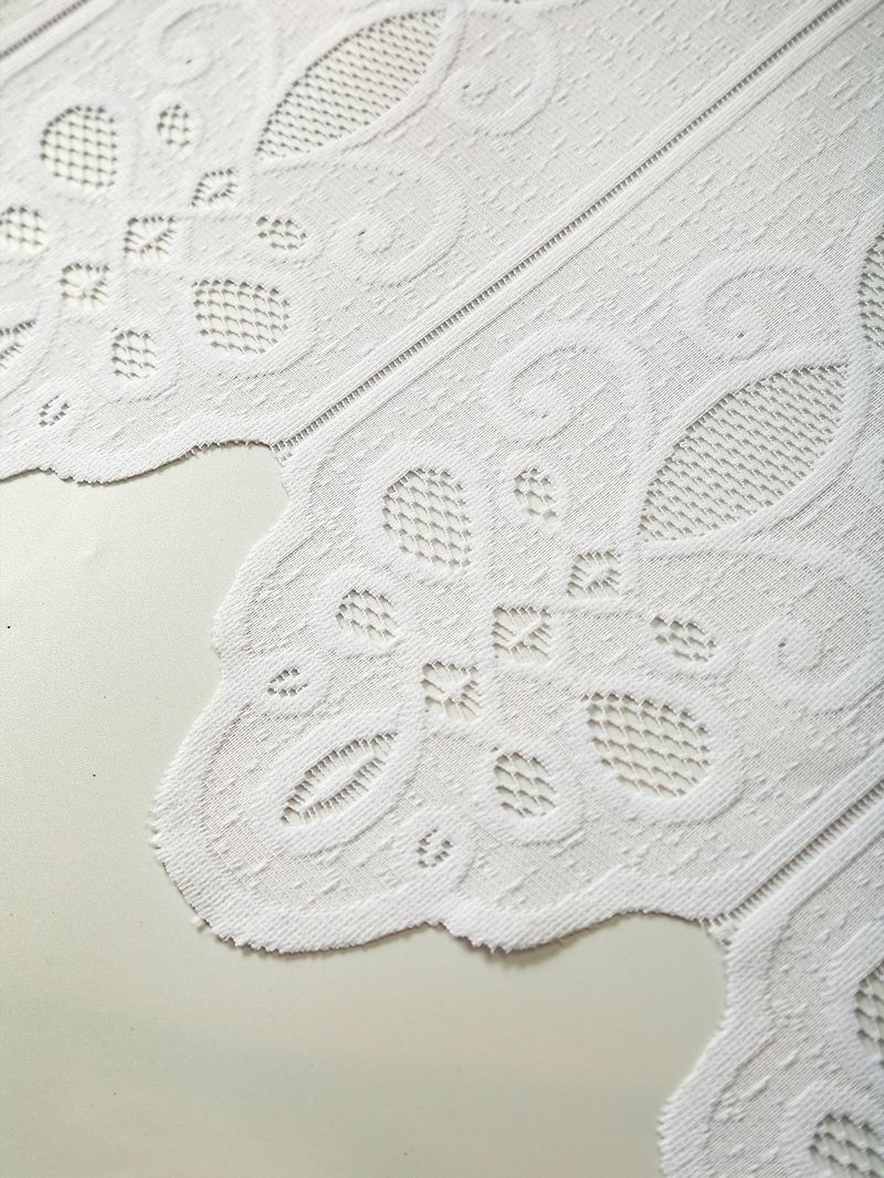 Nordic White Lace Kitchen Curtain - Breathable Polyester Cafe Curtain For Windows & Doors (80% Polyester, 20% Cotton, 3 Sizes, Rod Pocket Design)_voghion.com