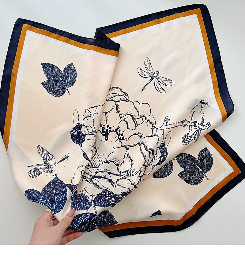 Elegante sciarpa francese in seta stampata con rose, nuova alla moda, 70 quadrati, sciarpa decorativa in stile occidentale primaverile e autunnale_voghion.com